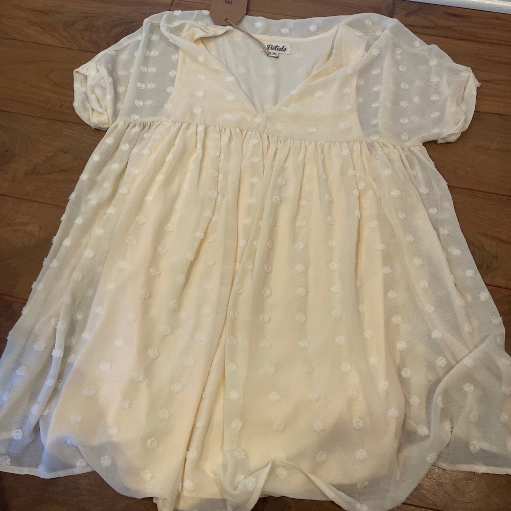 ivory polyester short dress